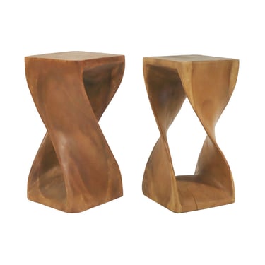 Pair of Carved Wooden Pedestals