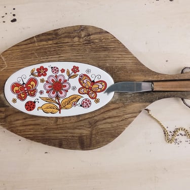 Vintage Wood and Floral Porcelain Cheese Board with Stainless Steel Knife by Royal Pantry Handcrafted in Japan Kitchen Décor Home Décor 