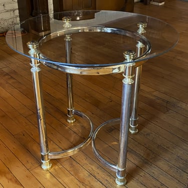 Gold Base w Circle Glass Top End Table