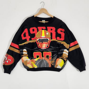 Vintage 1980s San Francisco 49ers Black Knit Sweater Sz. M
