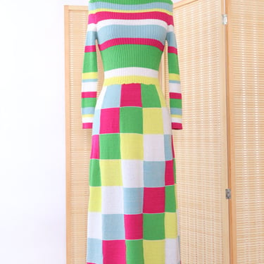 Candy Knit Squares Maxi Dress XS-M