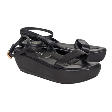 Prada - Black Leather Platform Strappy Sandals Sz 6