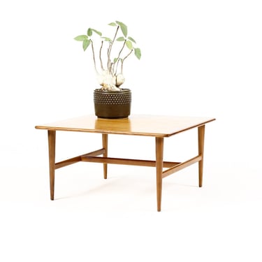 Danish Modern / Mid Century Square Walnut Coffee Table — Cross Stretcher Base 