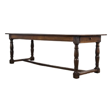 19th Century Country French Farmhouse Oak Trestle Dining Table 