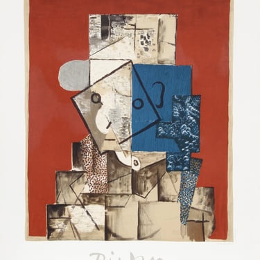 Visage sur Fond Rouge by Pablo Picasso, Marina Picasso Estate Lithograph Poster 