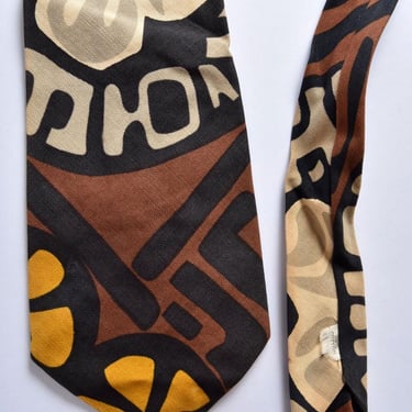 1960's Hawaiian Print Tie Cotton Men's Suit Necktie by Armand Mod Bold Vintage 60's, 1950's MCM Mid Century 