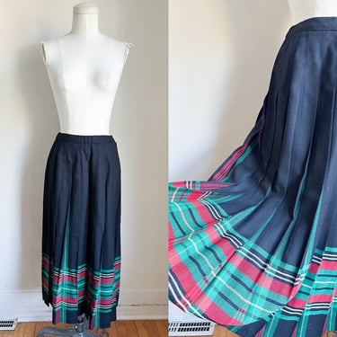 Vintage 1990s Pendleton Wool Plaid Midi Skirt / 25" waist 