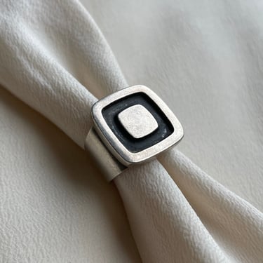 1960s Modernist Square Mexican Silver Ring R129