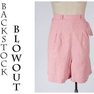 4 Day Backstock SALE - Medium - Vintage 1940s Seersucker Striped Shorts - Item #05 