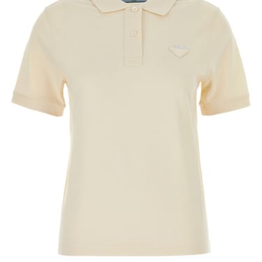 Prada Woman Cream Piquet Polo Shirt