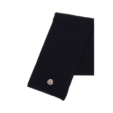 Moncler Women Blue Wool Logo Scarf/Wrap