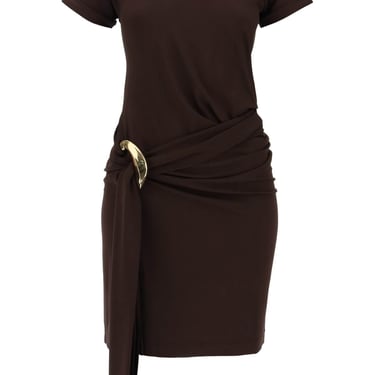 Salvatore Ferragamo Short Dress With Sash And Metal Ring Accent Women