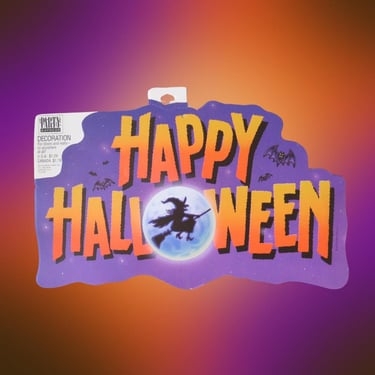 Vintage Halloween Die Cut Paper Decoration Sign - 90s Hallmark Party Decor 