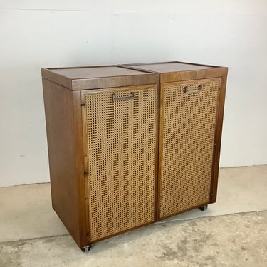 Mid-Century Bar Cabinet With Cane Front by Founders Furniture 