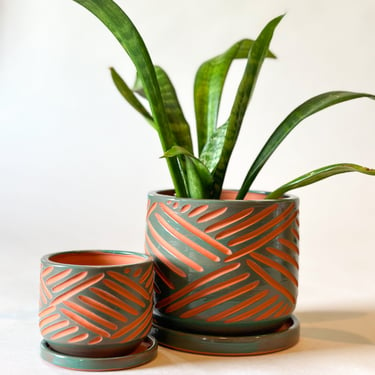 Zulu Terra Cotta Planters - Teal