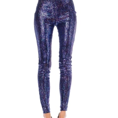 1990S Romeo Gigli Purple Viscose  Spandex Fully Sequined High-Waisted Pants 