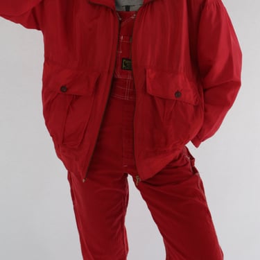 Vintage Poppy Red Silk Bomber