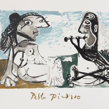 Femme Assise et Joueur de Flute by Pablo Picasso, Marina Picasso Estate Lithograph Poster 
