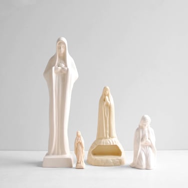 Vintage Collection of Praying Mary Figurines, Virgin Mary or Madonna Statues 