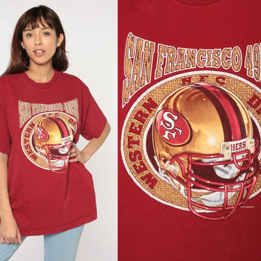 49ers T-Shirt 90s San Francisco Shirt Retro NFL TShirt Football T Shirt California Tee Single Stitch Red Vintage 1990s Mens Extra Large xl 