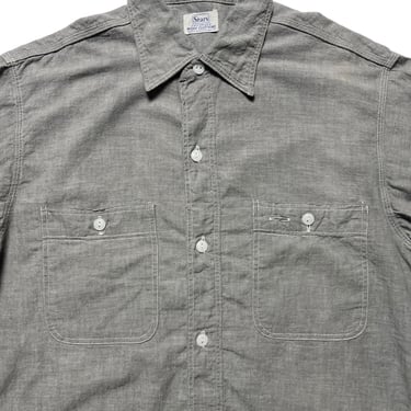 Vintage 1950s SEARS Gray Chambray Work Shirt ~ S to M ~ Sanforized ~ 50s Work Wear ~ 