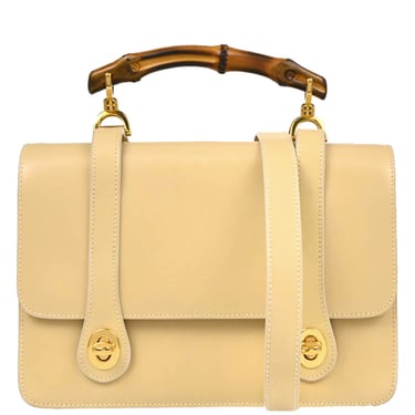 Gucci Beige Leather Bamboo 2way Shoulder Handbag
