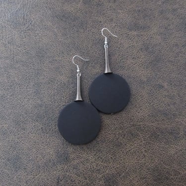 Large black and gunmetal modern earrings 