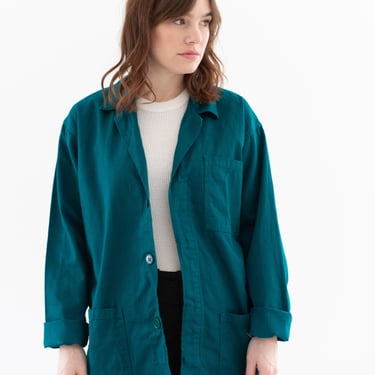 Vintage Emerald Green Chore Jacket | Unisex Cotton Utility Work | Made in Italy | M L | IT369 