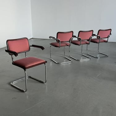 Set of 4 Vintage Mid-Century Upholstered Cesca Armchairs by Bene Austria, B64 Marcel Breuer, Bauhaus Design, 1980s Austria 