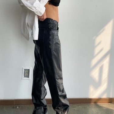 Vintage Black Leather Jeans (M)