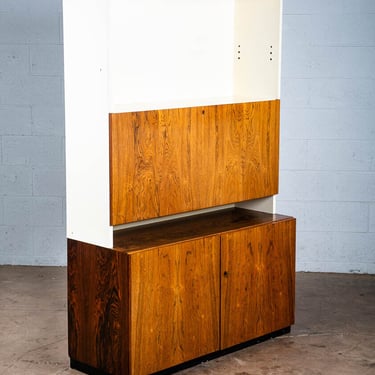 Mid Century Danish Modern Credenza Hutch Cabinet Rosewood Locking White Vintage