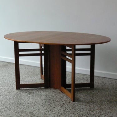 Danish Teak Gate Leg Drop-Leaf Dining Table 