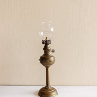 vintage French petite brass oil lamp