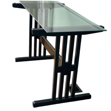 Double Base Mid Century Glass Top Console Table DH225-4