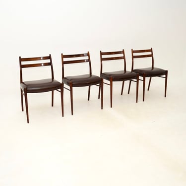 Set of Four Danish Rosewood and Leather Dining Chairs by Arne Wahl Iversen