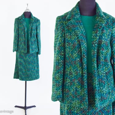 1960s Green Wool Tweed Suit | 60s Green Wool 3 Piece Suit | Asia Art Fashion House | Medium 