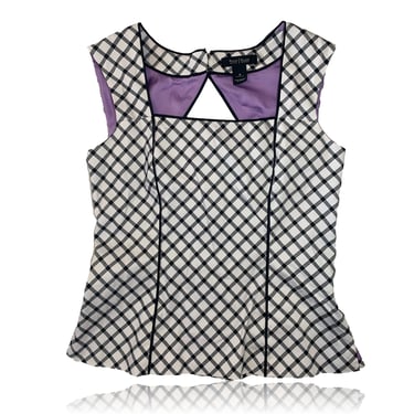 Black and White Grid Bustier Style Top Triangle Back Cut // White House Black Market // Size 8 