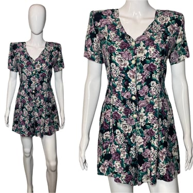 1990's Floral Rayon Romper Size S/M