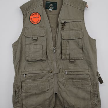 S 90s Orvis Fishing Minnesota Certified Vest Tan Shacket Outdoors Cotton Brown 1990s 1980s Small Hunting Outdoors Nature Streetwear 