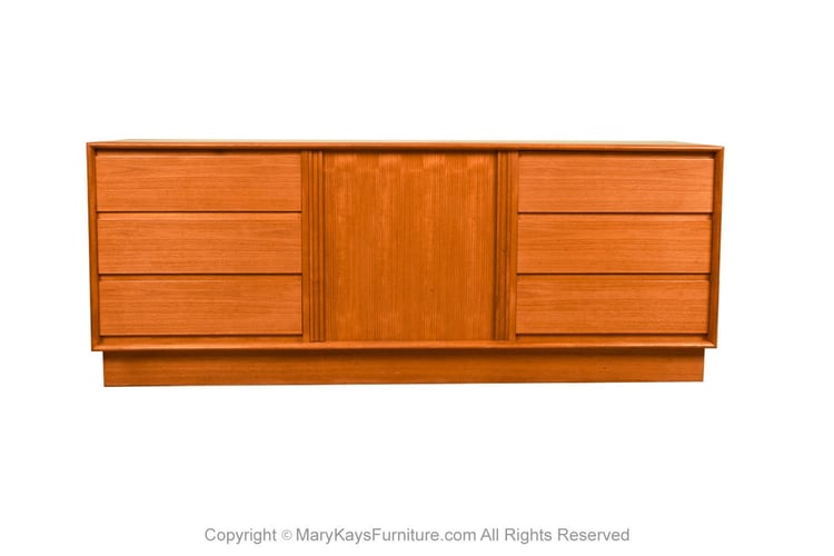 Mid-Century Danish Teak Tambour Door Dresser 