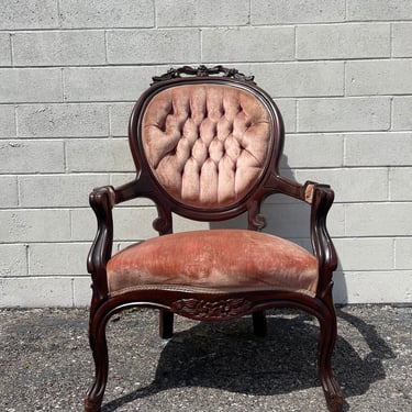 Antique Armchair Victorian Chair French Provincial Boudoir Vanity Seating Bedroom Glam Shabby Chic Carved Wood Fabric Regency Bench Seat 