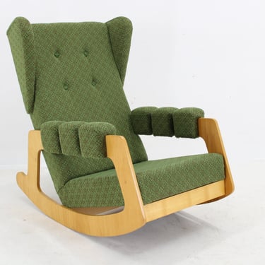 1970s Large Rare Brutalist Rocking Chair, Czechoslovakia / Mid-century / Vintage Chair 