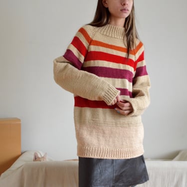 70s handknit striped mockneck pullover 