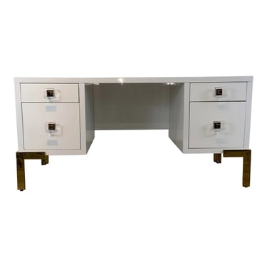 Worlds Away Contemporary White Lacquer Cosby Writing Desk