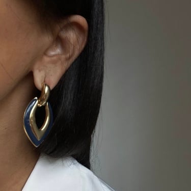 vintage hinged hoop enamel goldtone earrings 
