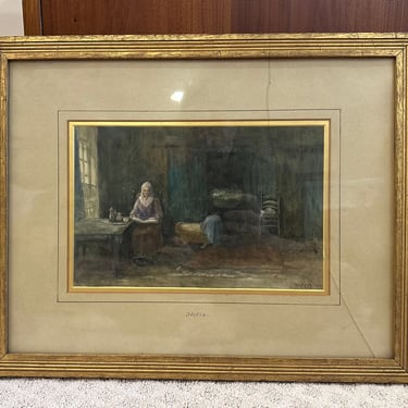 Watercolor on Paper Attributed to Henricus Johannes Melis (1845-1924) Free Shipping 