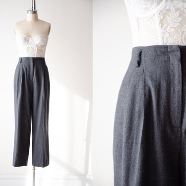 high waisted pants | 90s vintage Valerie Stevens charcoal gray dark academia straight leg wool trousers 