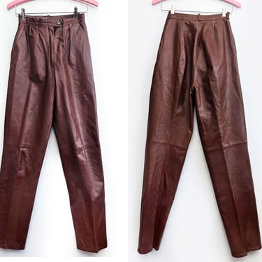 Brown Leather Pants Made In ISRAEL Vintage Soft Supple Fully Lined Trousers 