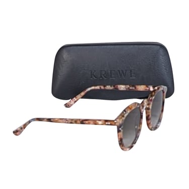 Krewe - Brown & Tan Print Round "Collins" Sunglasses