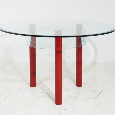 Red Lacquer & Glass Table 